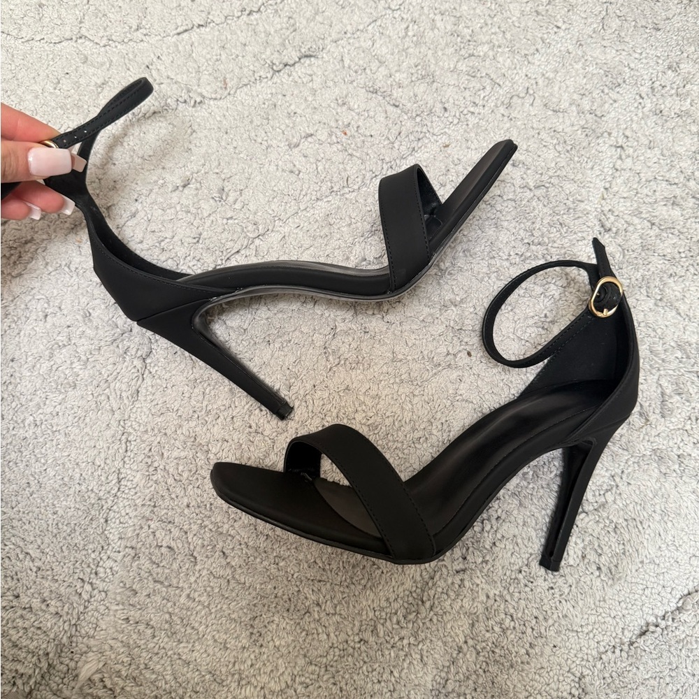 Classic Black Ankle Strap Stiletto Sandals